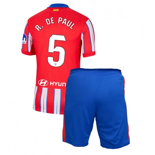 Fotballdrakt Barn Atletico Madrid Rodrigo De Paul #5 Hjemmedraktsett 2024-25 Kortermet (+ Korte bukser)